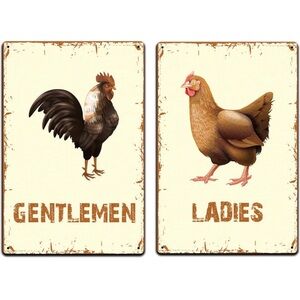 Rooster & Hen (Gentlemen & Ladies Tin Signs)